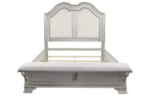 English Elm Cotemporary Queen Bed with Double-Arched Headboard, Glitter Stripe & Built-In LED Lighting, Upholstered Plush Gray 23 L x 15 W x 67 H B011S01693