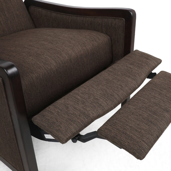 English Elm Christopher Knight Home® - Fabric Recliner Chair Mid-Century Push-Back Upholstered Armchair with Thick Cushion and Birch Frame Brown 70449.00BRN