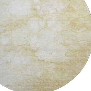 HomeRoots 8' Beige and Ivory Abstract Round Rug – Durable, Washable, UV Protected for Homes with Kids & Pets 656750