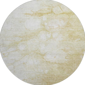HomeRoots 8' Beige and Ivory Abstract Round Rug – Durable, Washable, UV Protected for Homes with Kids & Pets 656750