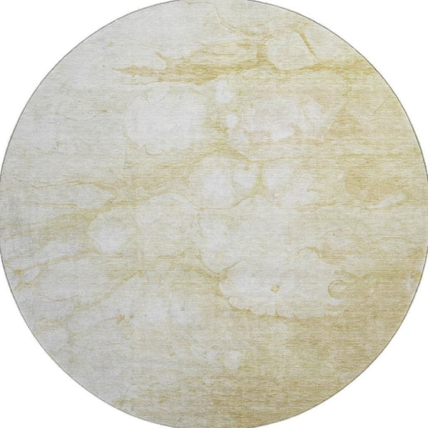 HomeRoots 8' Beige and Ivory Abstract Round Rug – Durable, Washable, UV Protected for Homes with Kids & Pets 656750