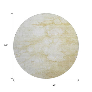 HomeRoots 8' Beige and Ivory Abstract Round Rug – Durable, Washable, UV Protected for Homes with Kids & Pets 656750