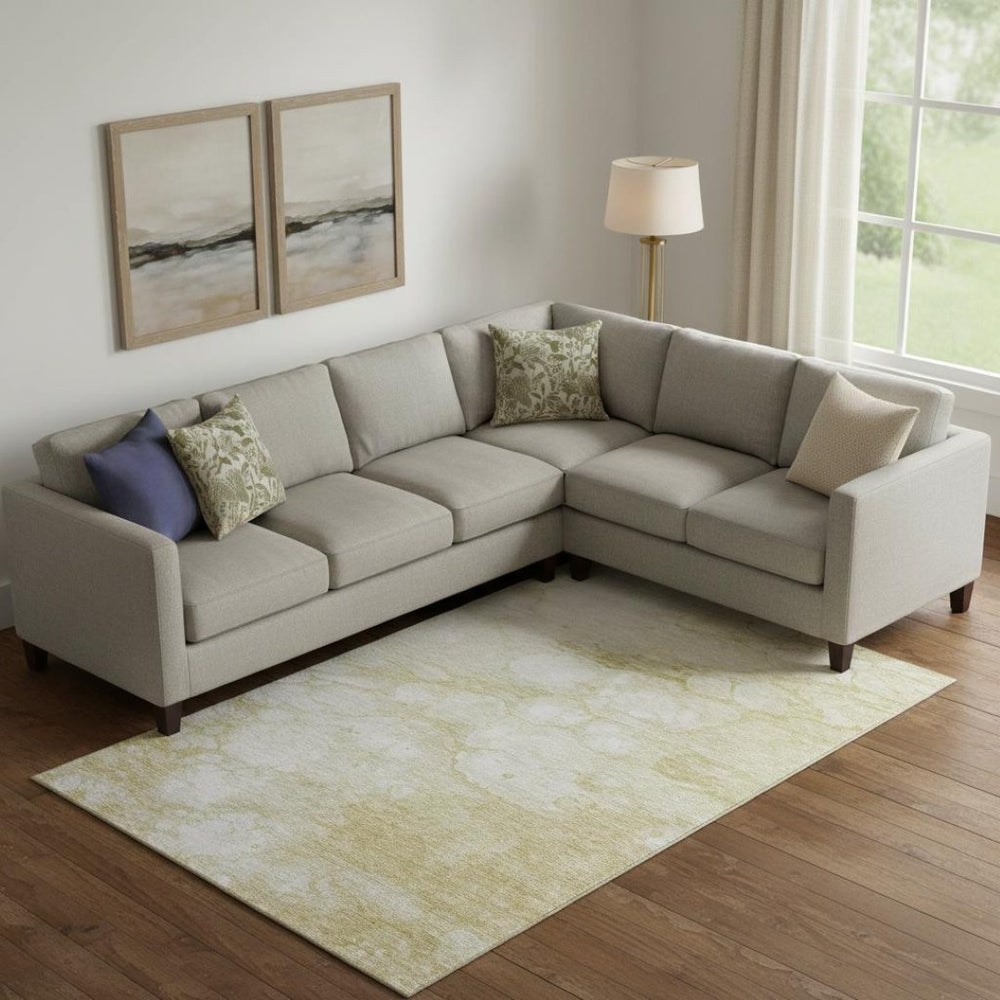 HomeRoots 8' X 10' Beige and Ivory Abstract Area Rug - Durable, Washable, UV Protected for Stylish Homes 656751