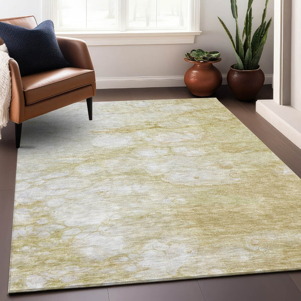 HomeRoots 9' X 12' Abstract Washable Area Rug in Beige and Ivory - Durable, Stain-Resistant with UV Protection 656752