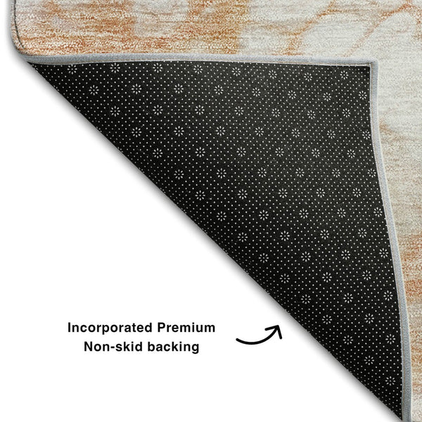 HomeRoots 5' X 8' Coral And Ivory Abstract Washable Area Rug – Durable, Stylish, Stain Resistant with UV Protection 656755