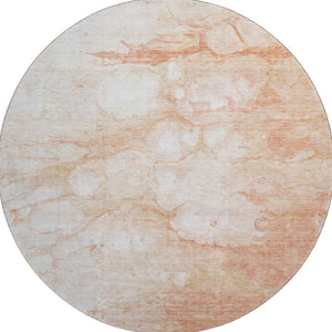 HomeRoots 8' Coral and Ivory Modern Abstract Washable Round Rug - Durable, UV Resistant and Family-Friendly Design 656756