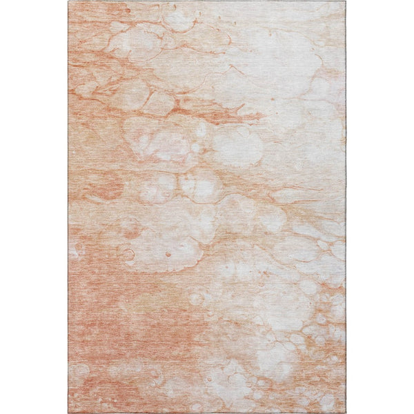 HomeRoots 8' X 10' Coral and Ivory Abstract Washable Area Rug – Stain-Resistant, UV-Protected, Soft & Stylish 656757