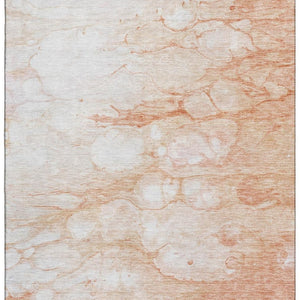 HomeRoots 9' X 12' Coral & Ivory Abstract Washable Area Rug - Modern Design, Durable, UV-Protected & Easy Care 656758