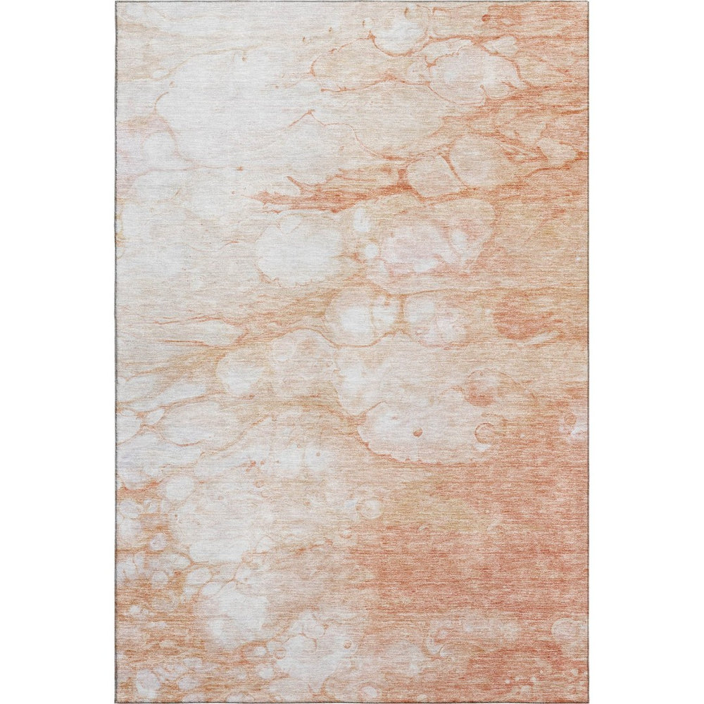 HomeRoots 10' X 14' Coral and Ivory Abstract Washable Area Rug – UV Protected, Durable, Family-Friendly Design 656759