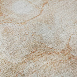 HomeRoots 10' X 14' Coral and Ivory Abstract Washable Area Rug – UV Protected, Durable, Family-Friendly Design 656759