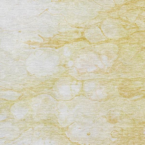 HomeRoots 8' X 10' Gold and Ivory Abstract Area Rug - Washable, UV-Protected, Durable for Modern Homes 656763