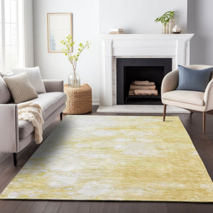 HomeRoots 10' Gold and Ivory Abstract Washable Area Rug – UV Protected, Stain Resistant, Perfect for High-Traffic Homes 656765