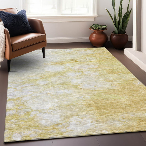 HomeRoots 10' Gold and Ivory Abstract Washable Area Rug – UV Protected, Stain Resistant, Perfect for High-Traffic Homes 656765