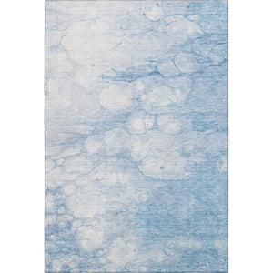 HomeRoots 5' X 8' Sky Blue & Ivory Abstract Area Rug - Washable, UV Protected, Stylish & Durable for Any Space 656767