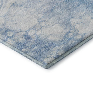 HomeRoots 5' X 8' Sky Blue & Ivory Abstract Area Rug - Washable, UV Protected, Stylish & Durable for Any Space 656767