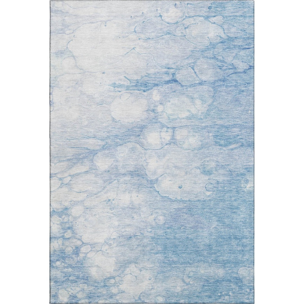 HomeRoots 8' X 10' Sky Blue And Ivory Abstract Washable Area Rug - Durable, UV-Protected, and Stylish for Any Room 656769