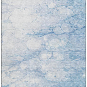 HomeRoots 8' X 10' Sky Blue And Ivory Abstract Washable Area Rug - Durable, UV-Protected, and Stylish for Any Room 656769