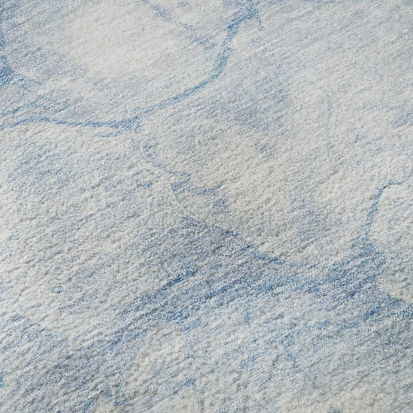 HomeRoots 9' X 12' Sky Blue & Ivory Abstract Washable Area Rug - Stylish, Stain Resistant, UV Protected Design 656770