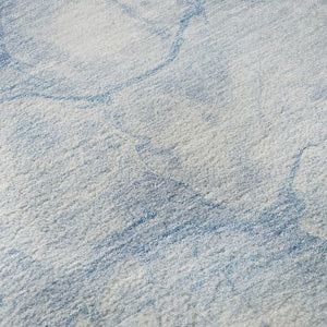 HomeRoots 10' X 14' Sky Blue & Ivory Abstract Area Rug - Washable, UV Protected, Perfect for High-Traffic Areas 656771