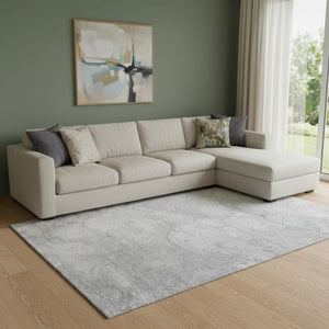 HomeRoots 9' X 12' Elegant Silver & Gray Abstract Washable Area Rug - UV Protected, Stain-Resistant, Durable Design 656776
