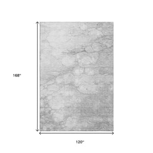 HomeRoots 10' X 14' Silver and Gray Abstract Area Rug – Washable, UV-Protected, Stylish for High-Traffic Spaces 656777