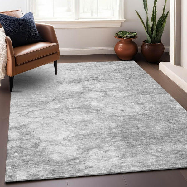 HomeRoots 10' X 14' Silver and Gray Abstract Area Rug – Washable, UV-Protected, Stylish for High-Traffic Spaces 656777