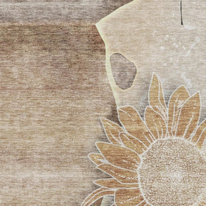HomeRoots 5' X 8' Washable Brown & Beige Floral Area Rug with UV Protection - Durable, Stain-Resistant Design 656785
