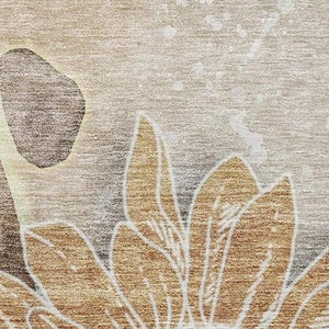 HomeRoots 8' X 10' Brown and Beige Floral Area Rug - Stylish, Washable, UV-Protected, Perfect for Busy Homes! 656787