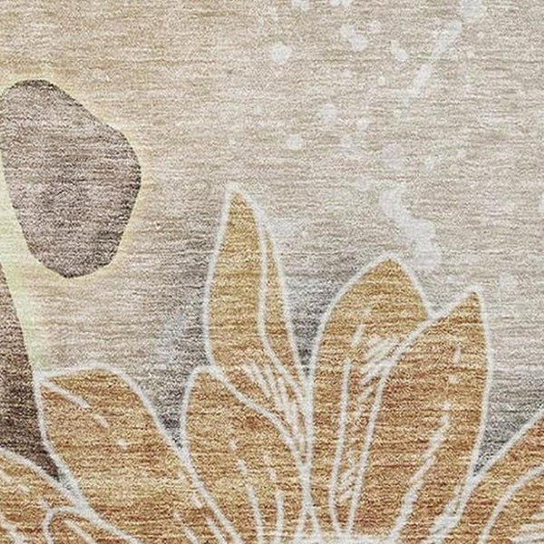 HomeRoots 8' X 10' Brown and Beige Floral Area Rug - Stylish, Washable, UV-Protected, Perfect for Busy Homes! 656787