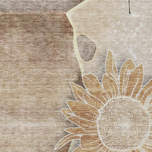 HomeRoots 8' X 10' Brown and Beige Floral Area Rug - Stylish, Washable, UV-Protected, Perfect for Busy Homes! 656787
