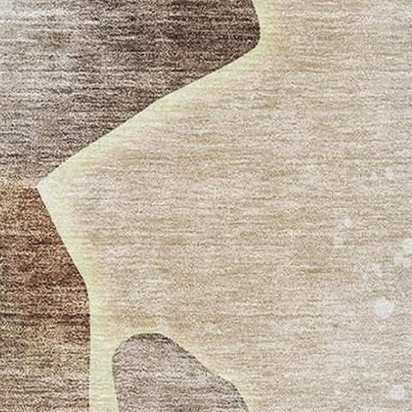 HomeRoots 10' Brown and Beige Floral Washable Area Rug with UV Protection - Durable, Stain-Resistant Design 656789