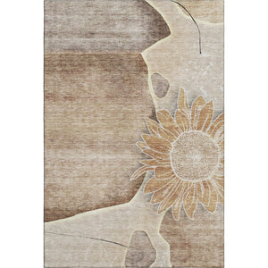 HomeRoots 10' Brown and Beige Floral Washable Area Rug with UV Protection - Durable, Stain-Resistant Design 656789
