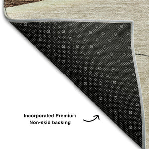 HomeRoots 10' Brown and Beige Floral Washable Area Rug with UV Protection - Durable, Stain-Resistant Design 656789