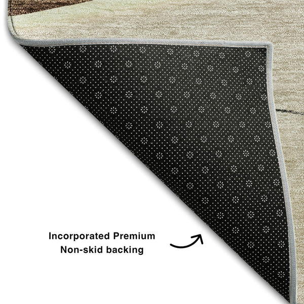 HomeRoots 10' Brown and Beige Floral Washable Area Rug with UV Protection - Durable, Stain-Resistant Design 656789