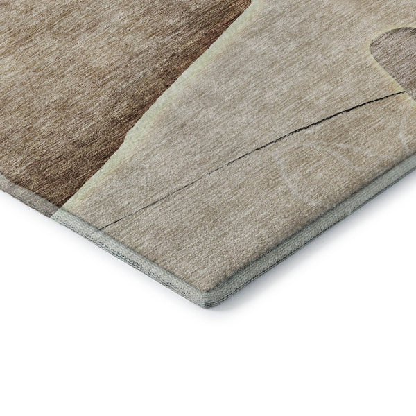 HomeRoots 10' Brown and Beige Floral Washable Area Rug with UV Protection - Durable, Stain-Resistant Design 656789