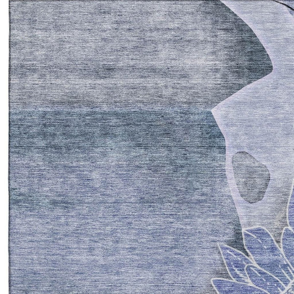 HomeRoots 5' X 8' Blue And Ivory Floral Rug - Washable, UV-Protected, Durable Design for Family Spaces 656791