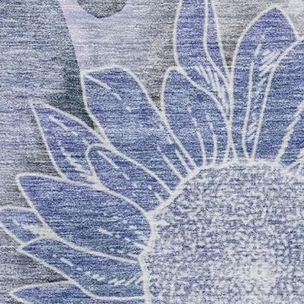 HomeRoots 8' X 10' Blue and Ivory Floral Area Rug - Washable, UV Protected, Durable for High-Traffic Homes 656793