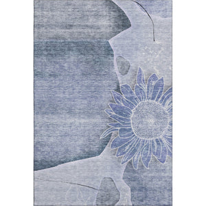 HomeRoots 10' Blue and Ivory Floral Area Rug – Washable, UV Protected, Stain Resistant for High-Traffic Spaces 656795