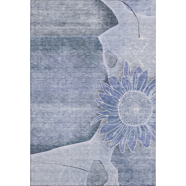 HomeRoots 10' Blue and Ivory Floral Area Rug – Washable, UV Protected, Stain Resistant for High-Traffic Spaces 656795