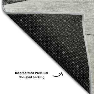 HomeRoots 9' X 12' Gray & Silver Floral Area Rug – Washable, Stain-Resistant, UV Protected for Modern Homes 656800