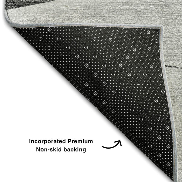 HomeRoots 9' X 12' Gray & Silver Floral Area Rug – Washable, Stain-Resistant, UV Protected for Modern Homes 656800
