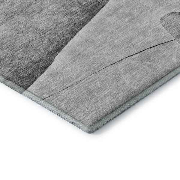 HomeRoots 9' X 12' Gray & Silver Floral Area Rug – Washable, Stain-Resistant, UV Protected for Modern Homes 656800