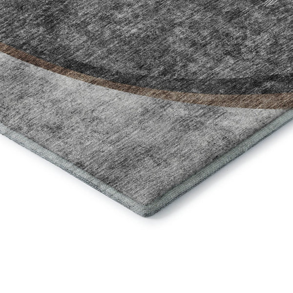 HomeRoots 5' X 8' Gray Silver and Gold Abstract Washable Area Rug – Stylish, Durable, UV-Protected for Homes! 656803