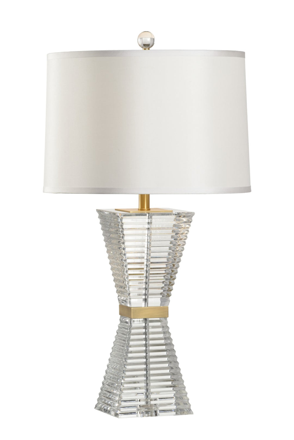 Wildwood Hadid Crystal Table Lamp With Geometric Facets & Antique Brass Mounting For Warm Ambient Light 65681