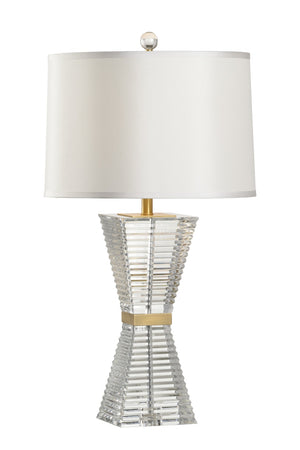 Wildwood Hadid Crystal Table Lamp With Geometric Facets & Antique Brass Mounting For Warm Ambient Light 65681