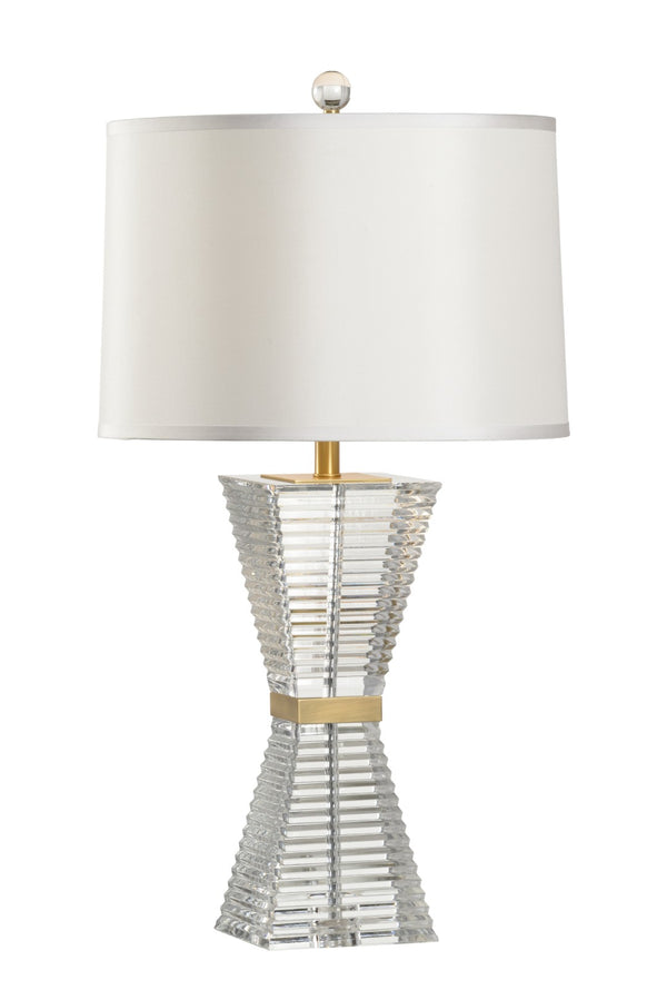 Wildwood Hadid Crystal Table Lamp With Geometric Facets & Antique Brass Mounting For Warm Ambient Light 65681