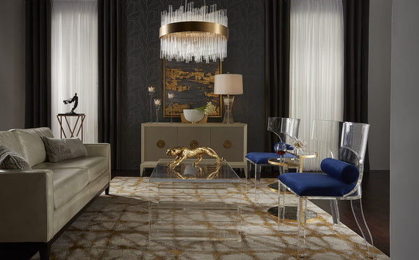 Wildwood Hadid Crystal Table Lamp With Geometric Facets & Antique Brass Mounting For Warm Ambient Light 65681