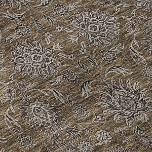 HomeRoots 8' Chocolate Gray & Charcoal Floral Washable Round Rug - Durable, Stain Resistant & UV Protected! 656810