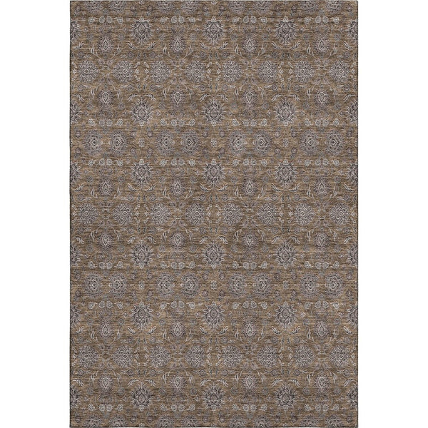 HomeRoots 8' X 10' Elegant Chocolate Gray & Charcoal Floral Washable Area Rug with UV Protection & Durability 656811