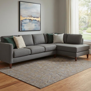 HomeRoots 8' X 10' Elegant Chocolate Gray & Charcoal Floral Washable Area Rug with UV Protection & Durability 656811